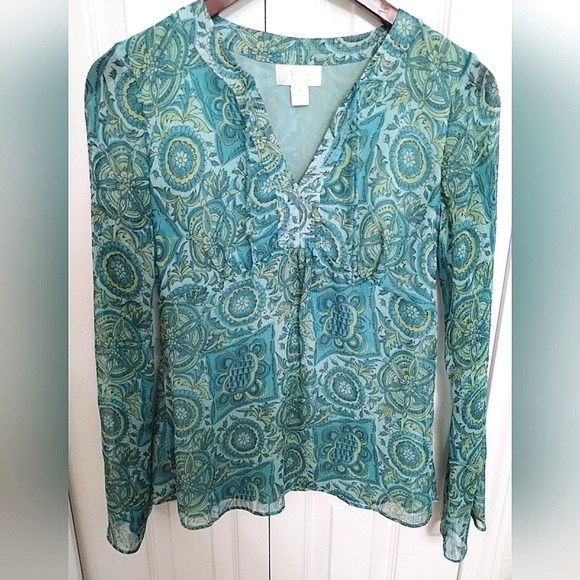 Ann Taylor Loft Floral Long Sleeve Blouse - Picture 2 of 13